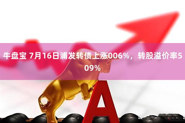 牛盘宝 7月16日浦发转债上涨006%，转股溢价率509%